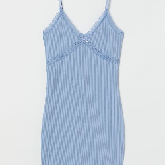 H&M (Divided) Ribbed Lace-Trimmed Dress - Picture 7 of 8